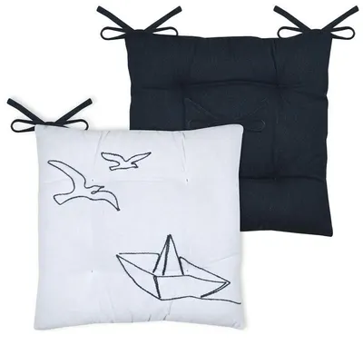 Perna pentru scaun STOF - 38 x 38 cm, motive marine, albă