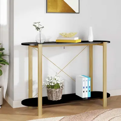 vidaXL Măsuță consolă, negru, 110x38x75 cm, lemn prelucrat