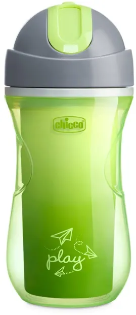 Sticlă sport cu păi Chicco - 266 ml, 14 luni+, verde, sortiment