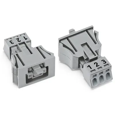 Snap-in socket; 3-pole; Cod. B; 1,50 mm²; gray
