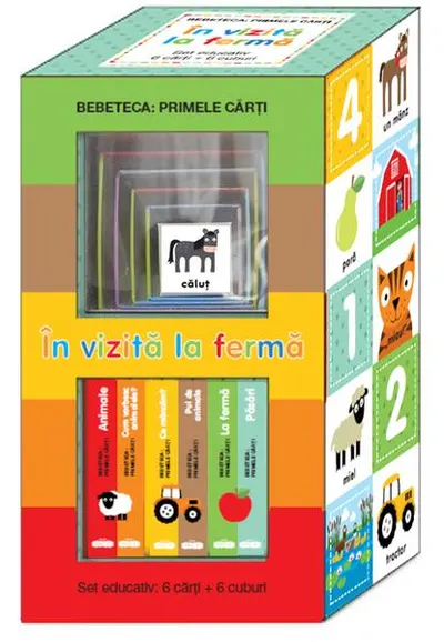 În vizită la fermă. Set educativ 6 cărți + 6 cuburi - Board book