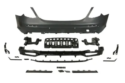 Bara Spate, AMG STYLING, cu intarire; cu paranteze de montaj; cu sipci; cu valabilitate, cu gauri pentru senzorii de parcare, negru grund potrivit MERCEDES E ALL-TERRAIN S213 Sedan