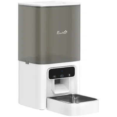 PawHut Distribuitor Automat pentru Pisici, 4.5L WiFi cu Timer, Programabil pentru 1-10 Mese, Hrănitor Automat cu Înregistrare Vocală și Alimentare Dublă pentru Pisici și Câini de Talie Mică | Aosom Romania