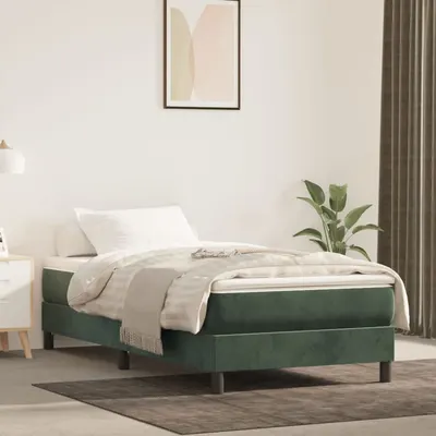 vidaXL Saltea cu arcuri buzunar, fermitate medie, verde închis, 90x190x20 cm, catifea