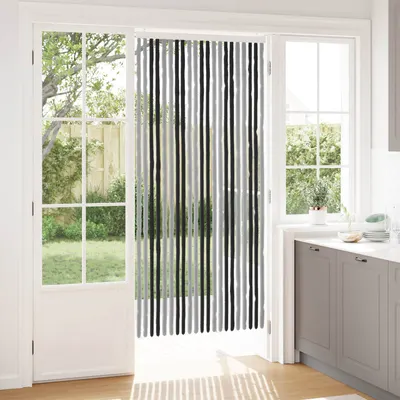 vidaXL Perdea pentru insecte din chenille Gri și negru 90 x 200 cm