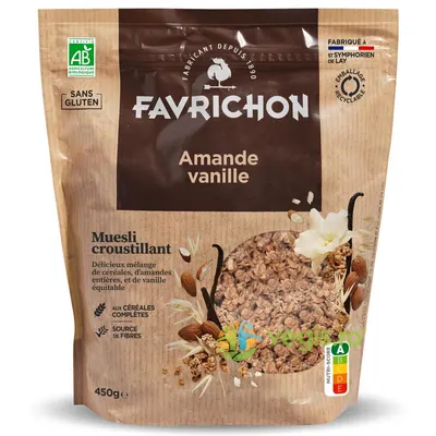 Musli Crocant cu Migdale si Vanilie fara Gluten Ecologic/Bio 450g