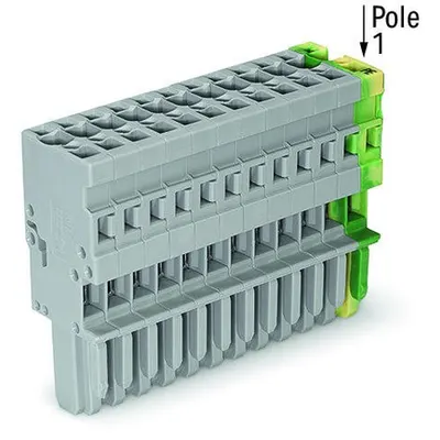1-conductor female plug; 4 mm²; 13-pole; 4,00 mm²; gray, green-yellow