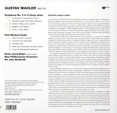 Mahler: Symphony No 5; Funf Ruckert-Lieder - Vinyl