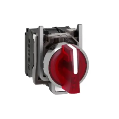 Selector Iluminat Complet Rosu Ø 22, Oprire In 3 Pozitii 1No+1Nc 24V