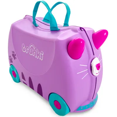 Valiza pentru copii Ride-On Pisicuta Cassie Trunki, Mov, 46 cm
