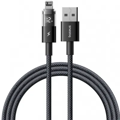 Cablu Date si Incarcare USB-A - Lightning Baseus Display 2, 12W, 1m, Negru P10382700121-00