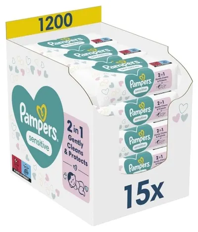 Șervețele umede pentru bebeluși Pampers Sensitive – 15 x 80 bucăți