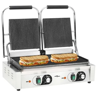 vidaXL Grill Panini dublu cu striații, 57x30,5x20 cm, 3600 W