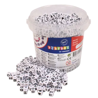 Set 1250 de margele cub de insirat cu litere, diametru 6.5 mm