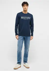 Blugi slim fit cu croiala conica si cu talie joasa Oregon - Albastru
