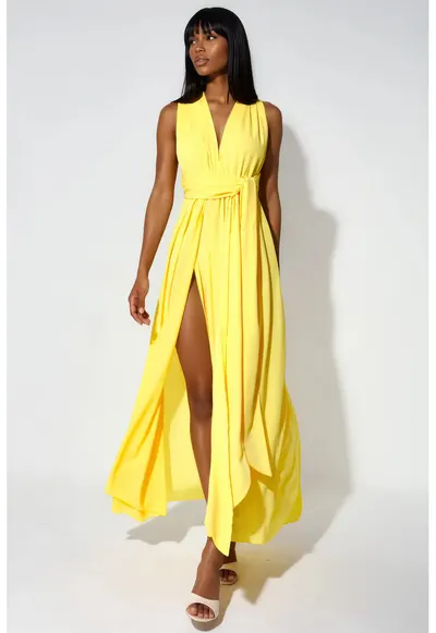 Rochie Maxi - mulata - galben lamaie - poliester cu lycra