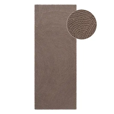 Covor tip traversă taupe țesut manual din lână 80x300 cm Calmio – Hanse Home