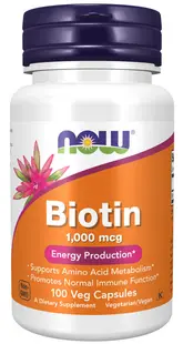 Biotin, 1000 mcg, 100 capsule, Now