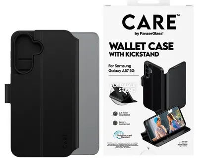 Husă CARE– Wallet Case cu Kickstand, Galaxy A57 5G, negru