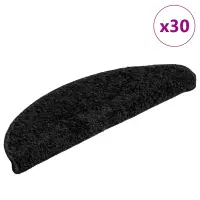 vidaXL Covorașe pentru scări, 30 buc., 56x17x3 cm, negre, semirotunde