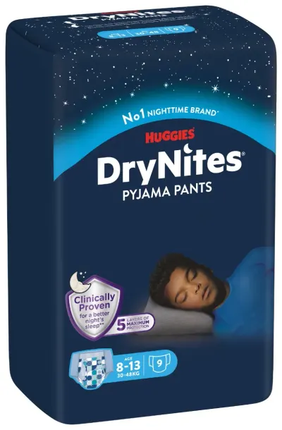 Scutece Huggies DryNites Conv, 8-13 ani, Boy, 9 buc, 30-48 kg