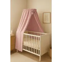 Baldachin pentru patutleagan Qmini Powder Pink din muselina dubla, 145x200 cm