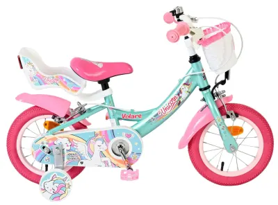 Bicicleta pentru copii Volare Unicorn - Fete - 12 inch - Verde - Frane cu doua maini