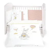 Set 6 piese cearsaf de pat pentru bebelusi Kikka Boo - Rabbits in Love, 70 х 140 cm