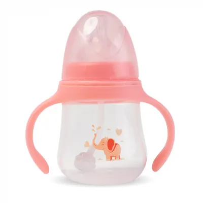 Biberon cu 2 Manere, 180ml - Roz - Nurio
