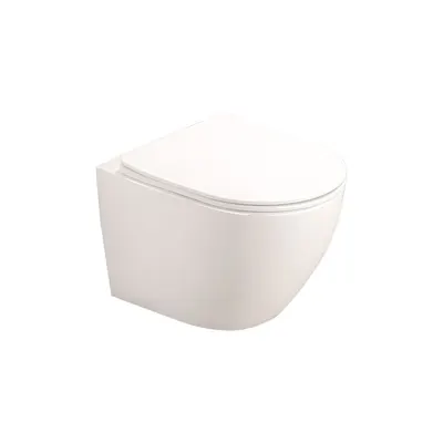 Vas wc suspendat rimless Fluminia Alfonzo cu capac quick release si soft close, alb lucios