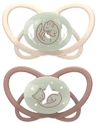 Suzete din silicon NIP Green - Night, 16-32 m, 2 bucăți, bej