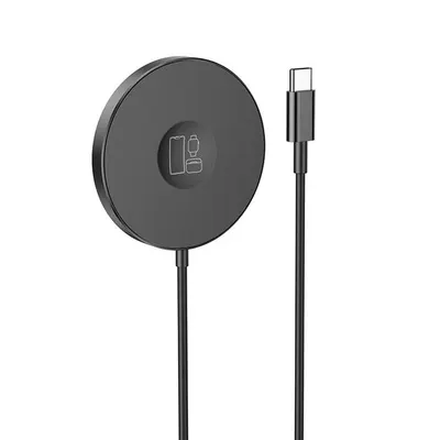 Incarcator Magsafe, Incarcare wireless 3 in 1, Hoco CW41 Delight, Type-C, 15W, Negru Engros