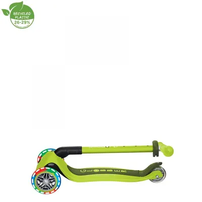 Trotineta Globber Primo verde cu 3 roti LED, pliabila, ghidon reglabil, platforma antialunecare, greutate suportata 50 kg , varsta 3 ani+
