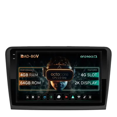 Navigatie Skoda Superb 2 (2008-2015), Android, V-Octacore 4GB RAM + 64GB ROM, 10.36 Inch - AD-BGV10004+AD-BGRKIT043