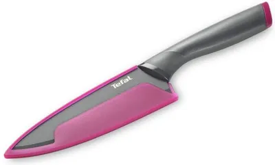 Cuțit de bucătărie Tefal - Fresh Kitchen Chef, 15 cm, negru/roz