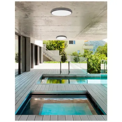 Plafoniera TOMMY Inchis Gray ABS & Acrylic Diffuser, Ac Driver Included LED 30 Wat 2400Lm 3000K, 220-240 Volt 50Hz Beam 85 degrees -IP54
