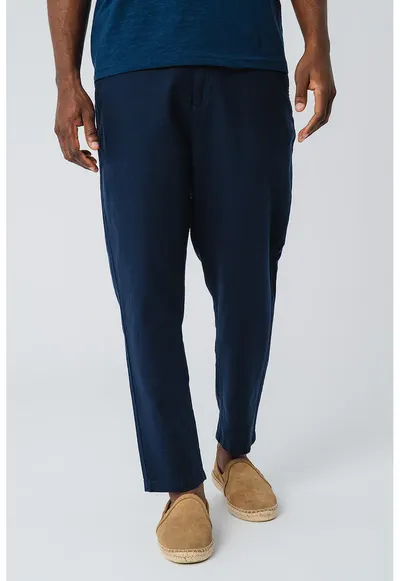 Pantaloni conici din amestec de in Milano - Bleumarin