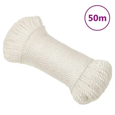 vidaXL Frânghie de lucru, Alb, 8 mm, 50 m, polipropilenă
