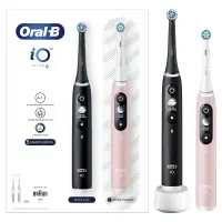 Set 2 x Periuta de dinti electrica Oral-B iO6, cu Tehnologie Magnetica si Micro-Vibratii, Inteligenta artificiala, Display led interactiv, Senzor de