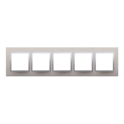 Rama cvintupla de metal IP20/IP44(a se folosi cu DUN5 pentru IP44), satin stralucitor