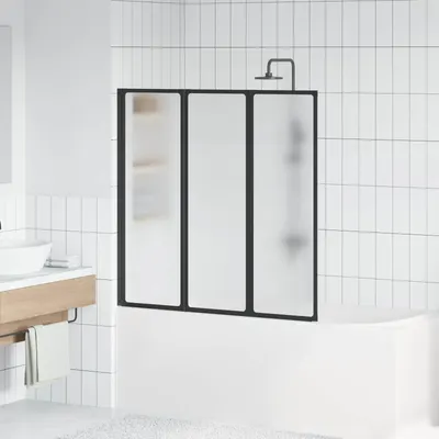 vidaXL Paravan de duș Negru 120 x 2 x 117 cm Aluminiu și PP