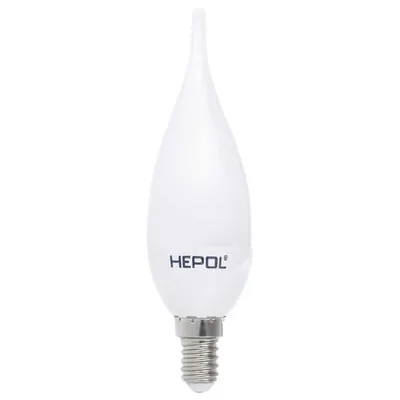 Bec LED HEPOL ECOLINE, forma lumanare fantezie, E14, 5W, 30000 ore, lumina calda