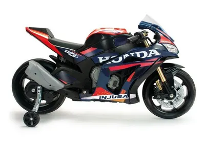 Motocicleta electrica pentru copii, 12V, licentiat Honda Competition, cu roti ajutatoare, design sport, 3-6 ani, maxim 50 kg