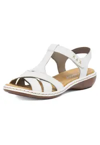 Sandale dama piele naturala - alb - inchidere velcro - talpa confortabila