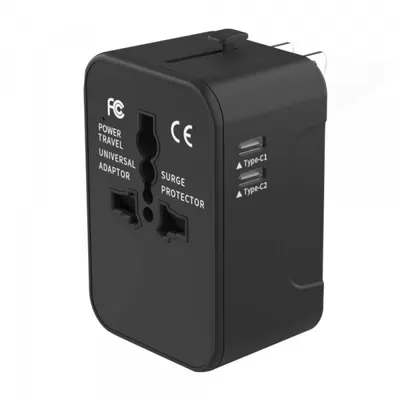 Incarcator Retea Techsuit HHT202-2C Travel, 15W, 3A, 2 x USB-C, Negru
