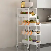 Suport slim portabil cu 5 nivele, 4 rafturi retractabile si 1 polita din MDF, rotativ 360°, 38x 23.5 x 81.5 cm