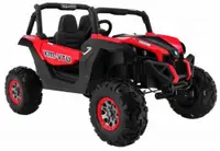Masinuta electrica pentru copii Novokids Buggy UTV, 2 locuri, faruri luminoase, roti din cauciuc EVA, max 50 kg , 2 baterii de 12V, Mp3USB, 2 viteze, model Offroad, RosuNegru