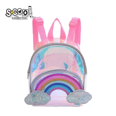 Ghiozdan gradinita transparent, Rainbow, 20x26x13 cm, S-Cool