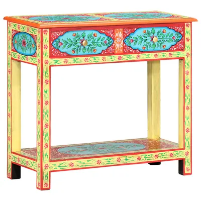 vidaXL Masă consolă pictată manual, 80x35x75 cm, lemn masiv mango
