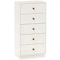 HOMCOM Comoda 5 sertare, mobilier de depozitare inalt si ingust, stil modern pentru camera de zi, living - 47x29x95cm, alb | Aosom Romania